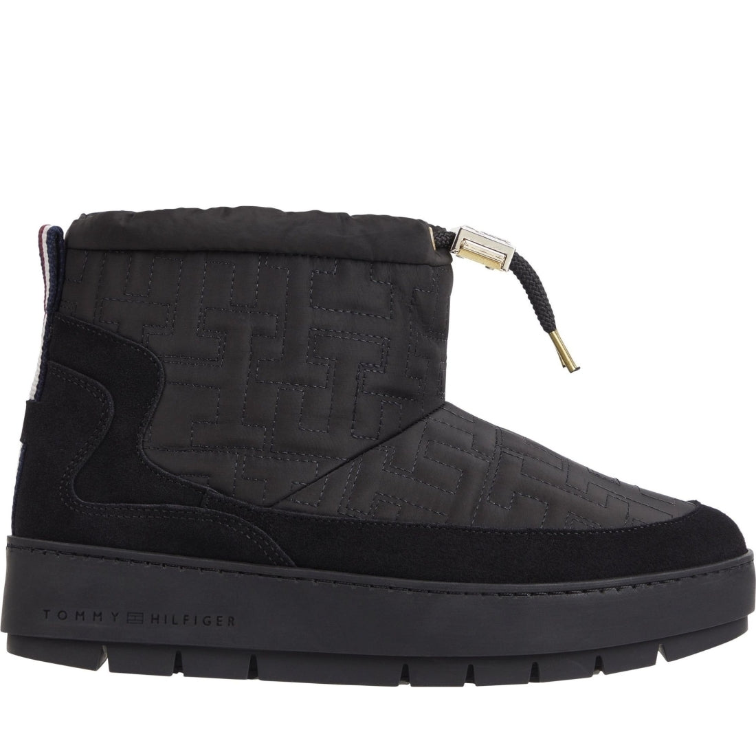 Tommy Hilfiger womens black monogram snowboot | Vilbury London