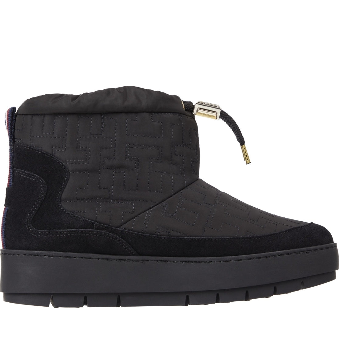 Tommy Hilfiger womens black monogram snowboot | Vilbury London