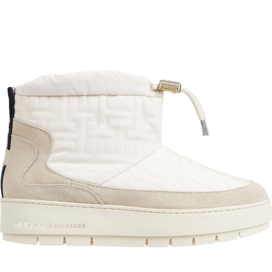 Tommy Hilfiger womens ancient white monogram snowboot | Vilbury London