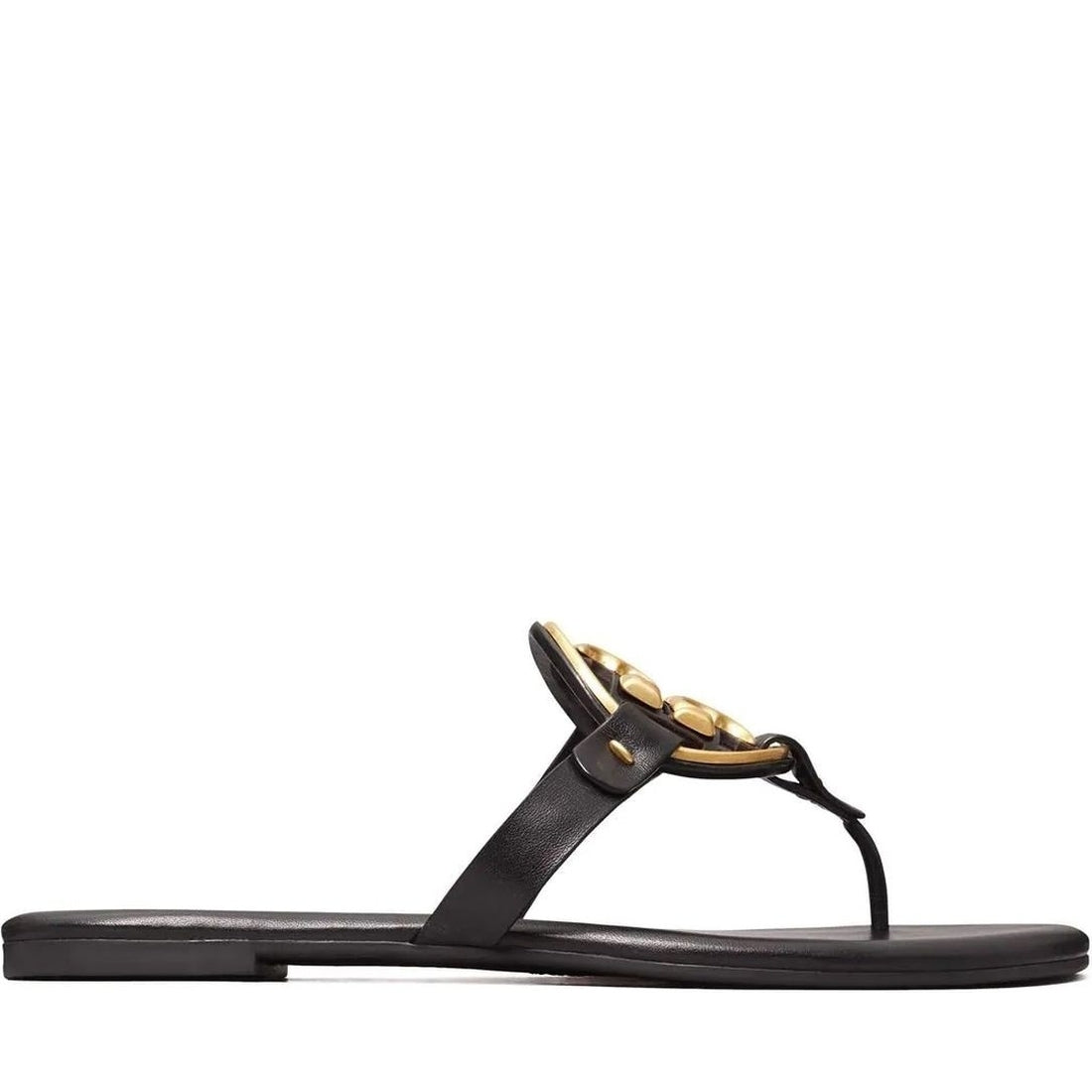 Tory Burch womens perfect black, gold metal miller soft sandals | Vilbury London