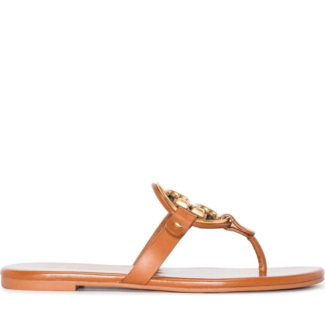 Tory Burch womens bourbon miele, gold metal miller soft sandals | Vilbury London