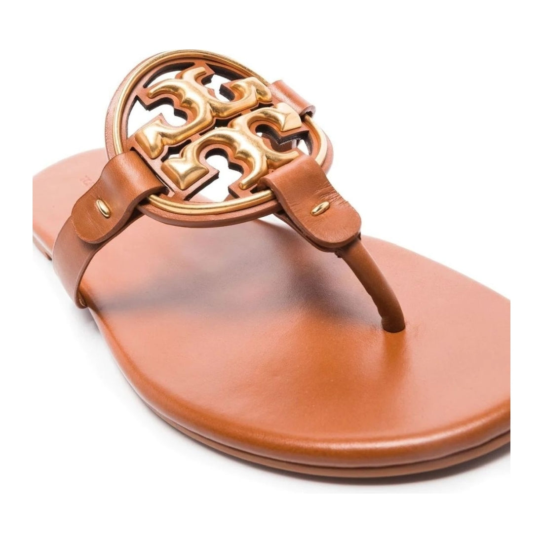 Tory Burch womens bourbon miele, gold metal miller soft sandals | Vilbury London