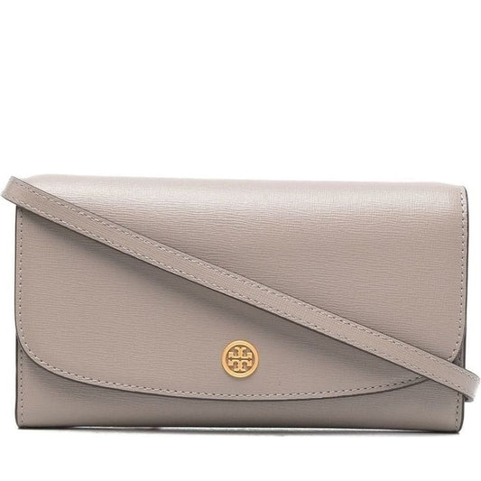 Tory Burch womens gray heron robinson chain wallet | Vilbury London