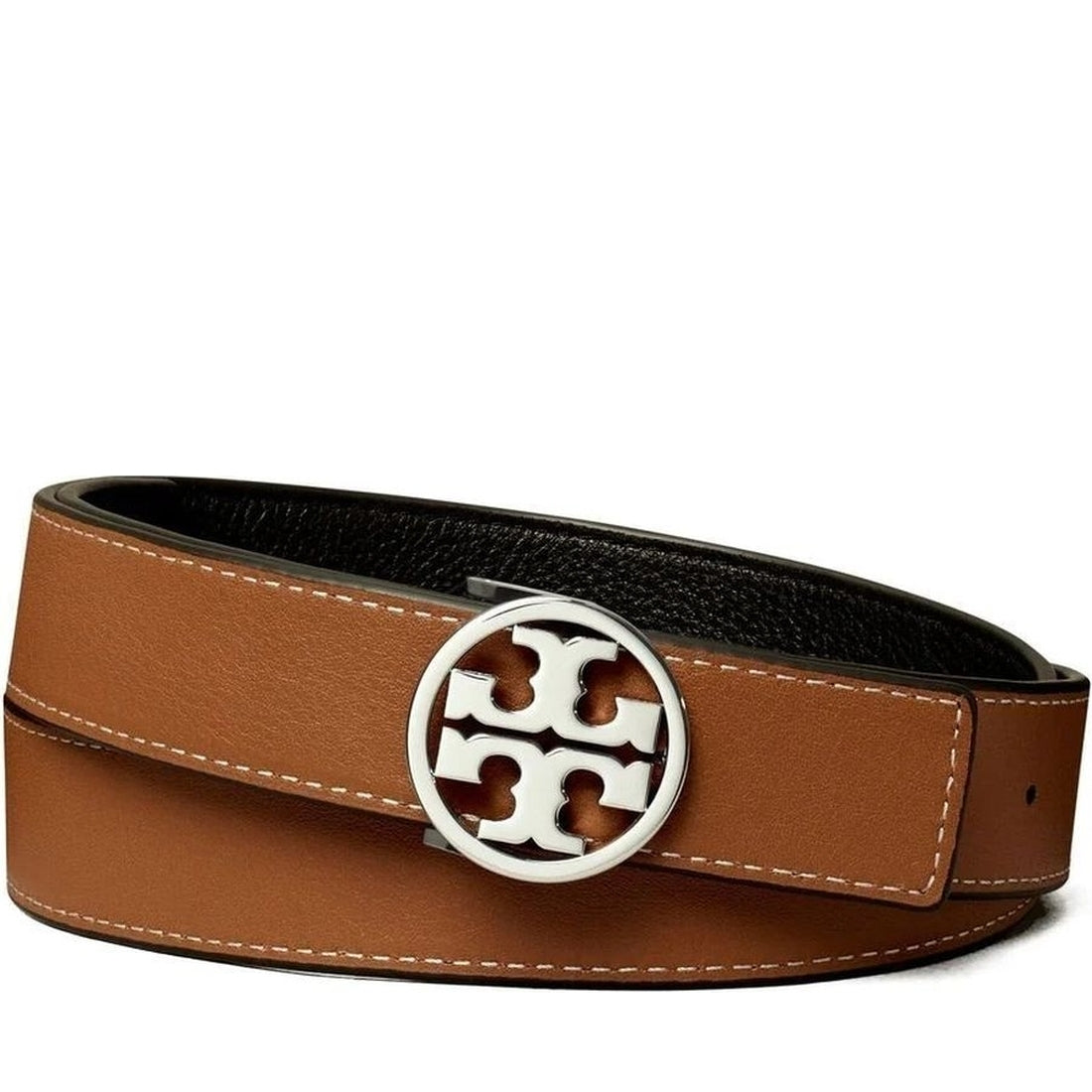 Tory Burch womens black, classic cuoi 1" miller reversible belt | Vilbury London