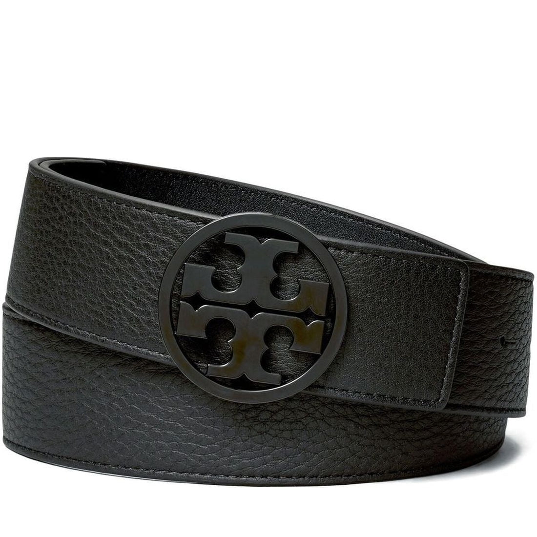 Tory Burch womens black, blac 1.5" miller powder coated belt | Vilbury London