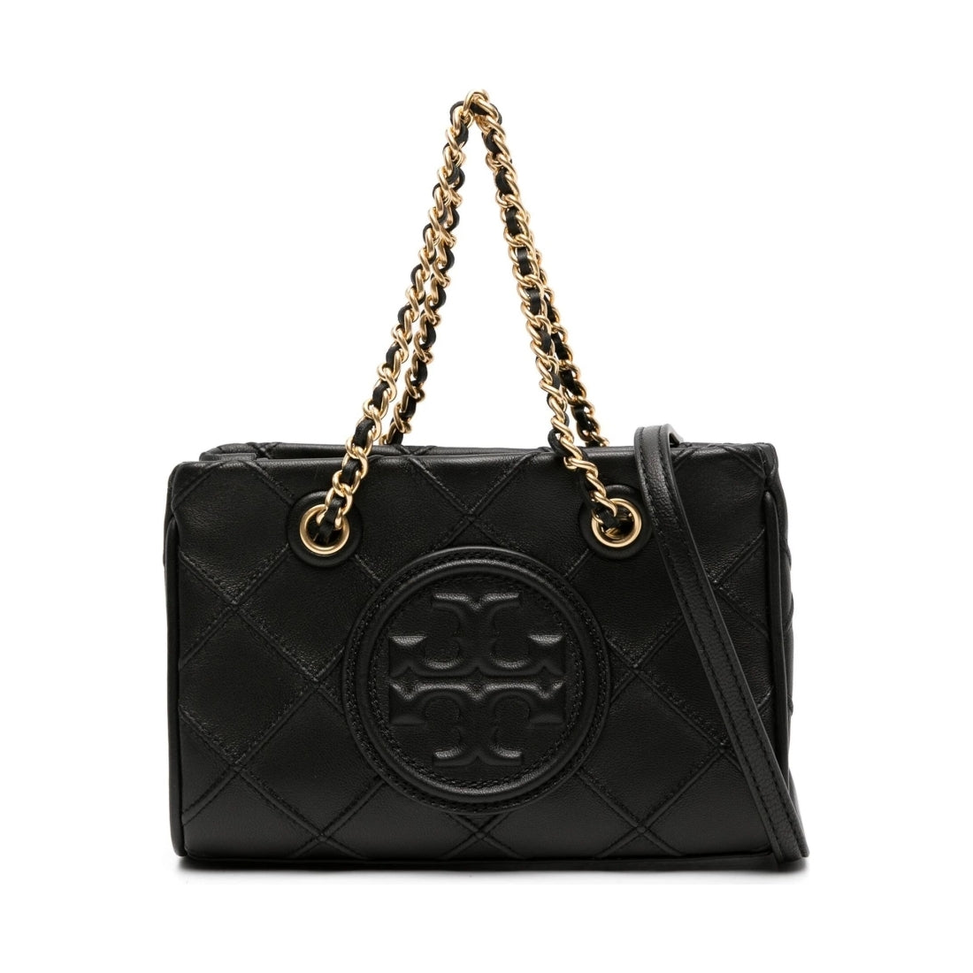 Tory Burch womens black fleming soft mini chain tote | Vilbury London