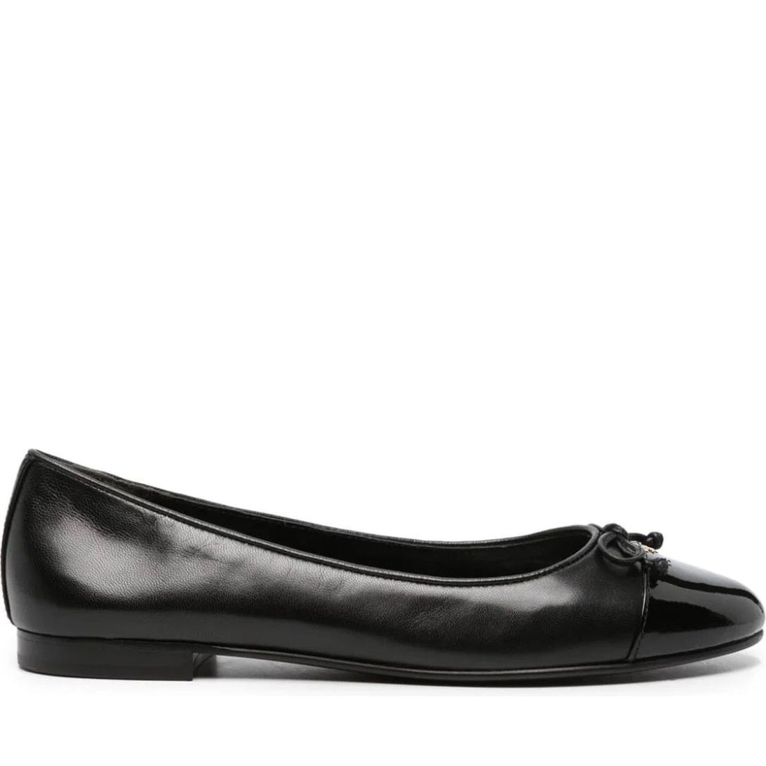 Tory Burch womens perfect black, perf cap-toe ballet | Vilbury London