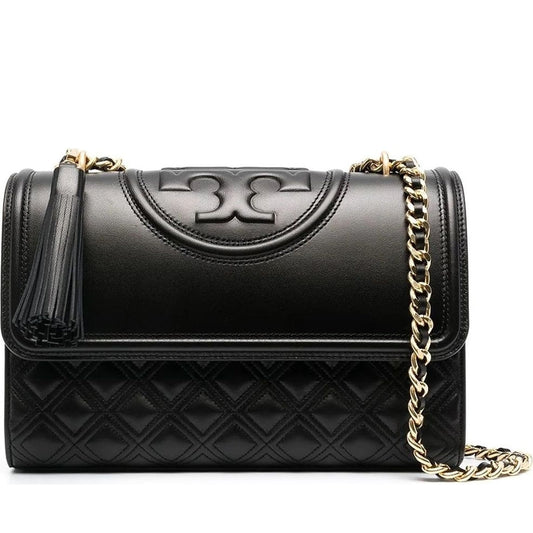 Tory Burch womens black fleming shoulder bag | Vilbury London