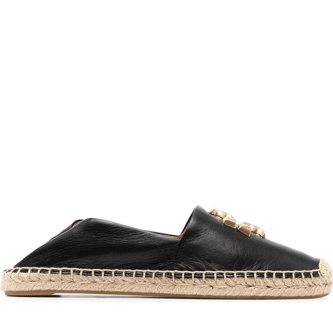 Tory Burch womens perfect black, gold eleanor espadrille | Vilbury London