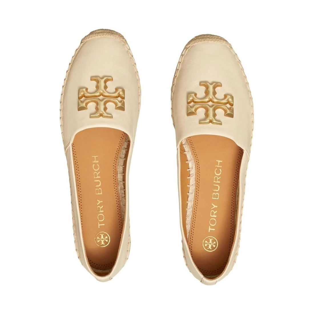 Tory Burch womens new cream, gold eleanor espadrille | Vilbury London