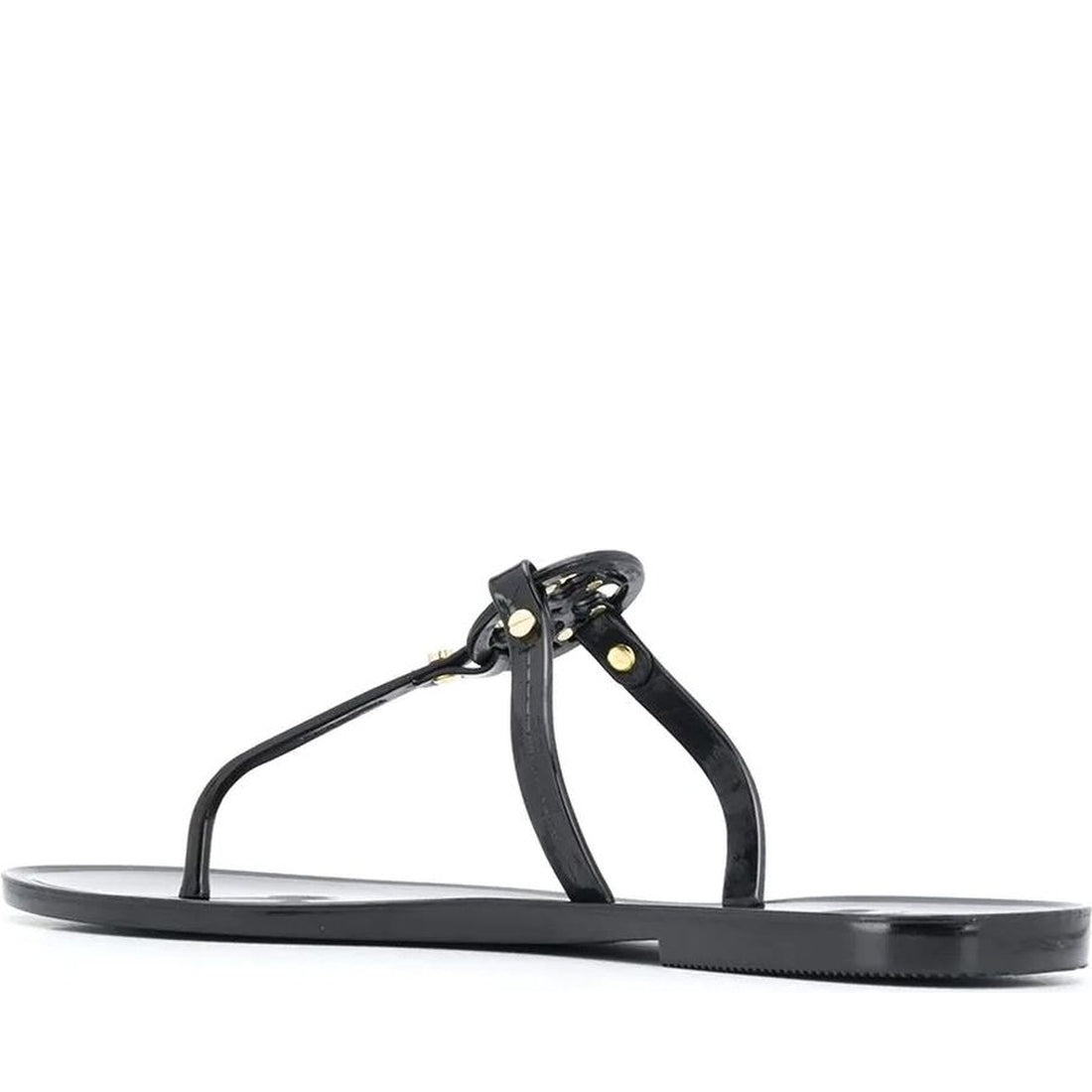 Tory Burch womens perfect black, gold mini miller flat thong | Vilbury London