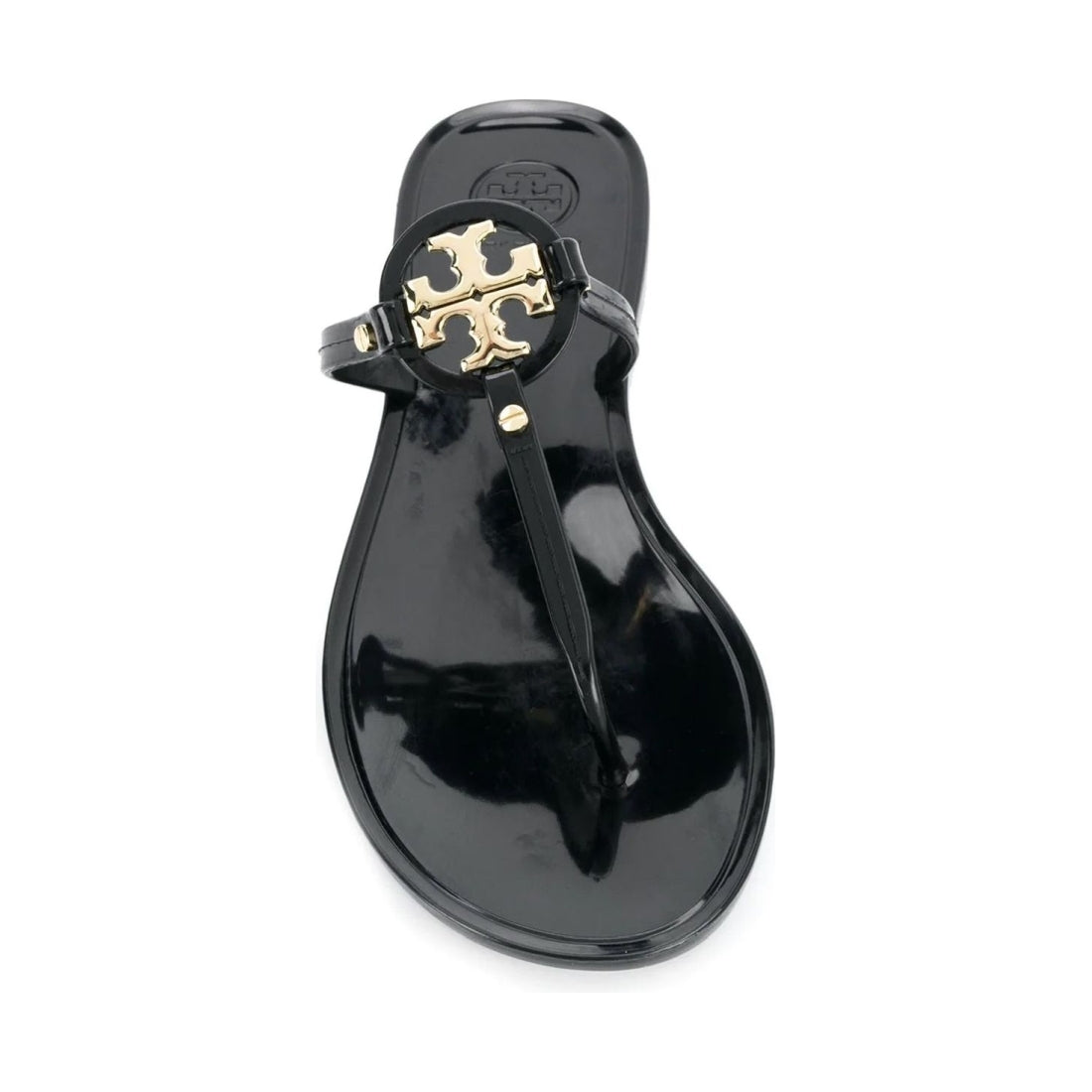 Tory Burch womens perfect black, gold mini miller flat thong | Vilbury London