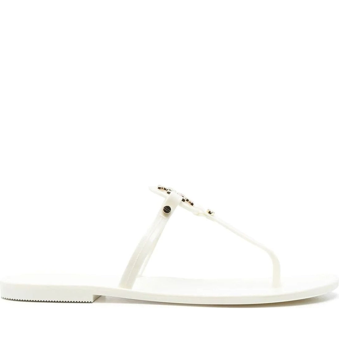 Tory Burch womens ivory, gold mini miller flat thong | Vilbury London
