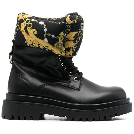 Versace Jeans Couture womens black, gold drew booties | Vilbury London