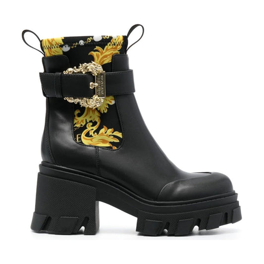 Versace Jeans Couture womens black, gold sophie booties | Vilbury London