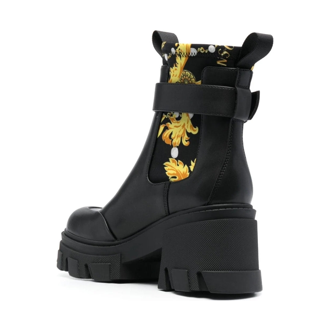 Versace Jeans Couture womens black, gold sophie booties | Vilbury London