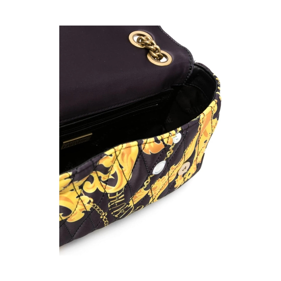 Versace Jeans Couture womens black, gold thelma soft bag | Vilbury London