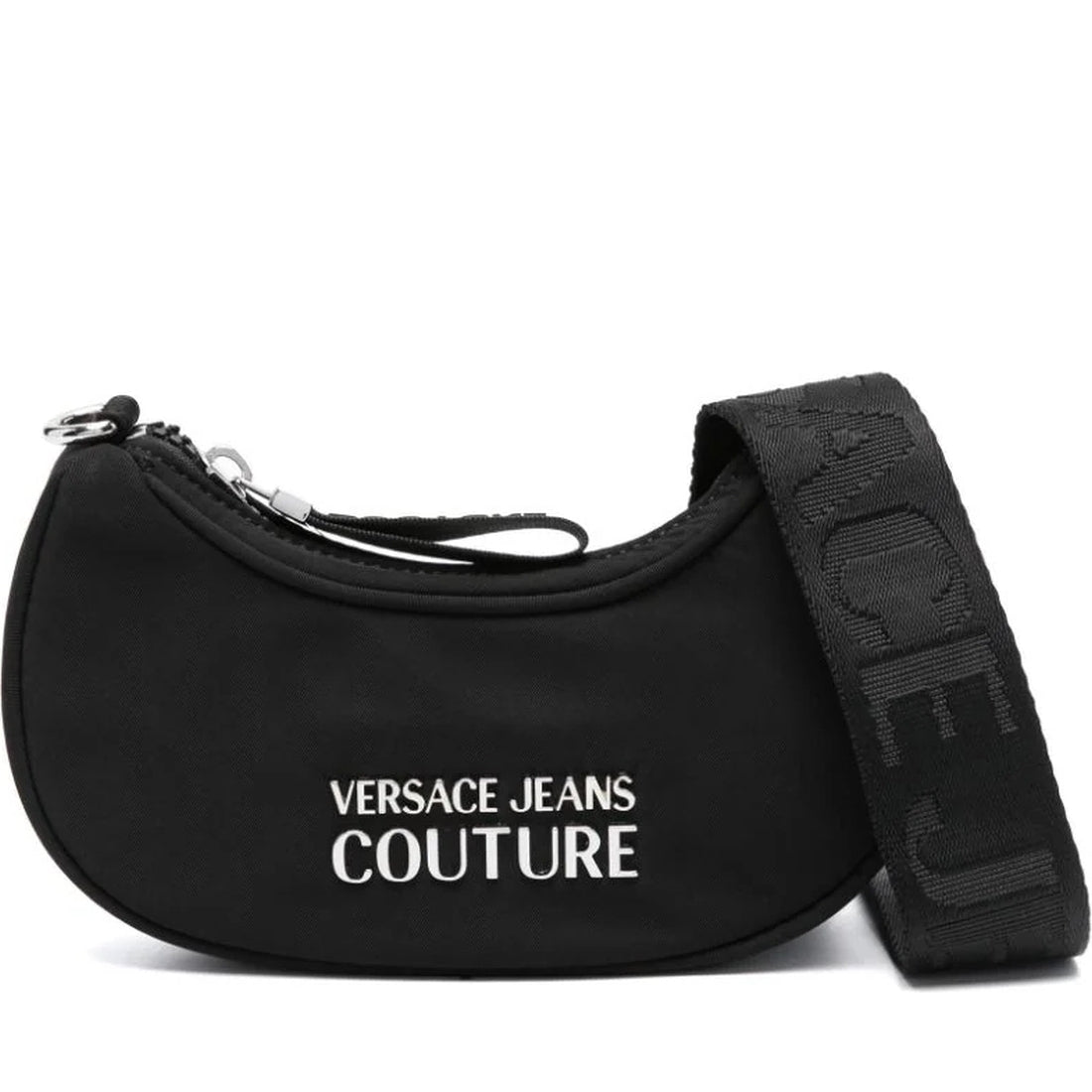 Versace Jeans Couture womens black sporty logo hobo bag | Vilbury London