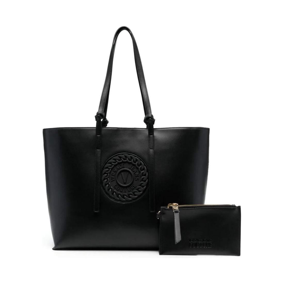 Versace Jeans Couture womens black v emblem tote bag | Vilbury London