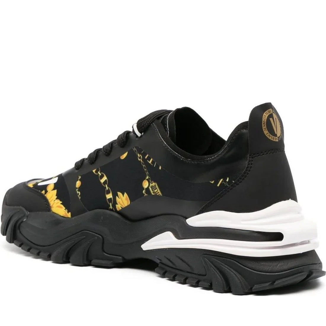 Versace Jeans Couture mens black, gold new trail trek sneakers | Vilbury London