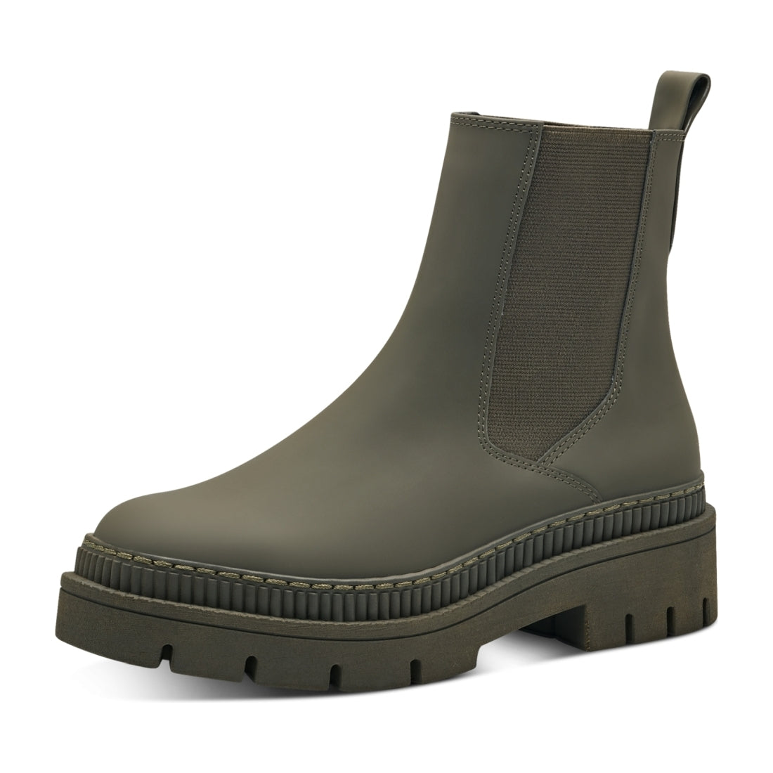 Marco Tozzi womens khaki rubber rostra booties | Vilbury London