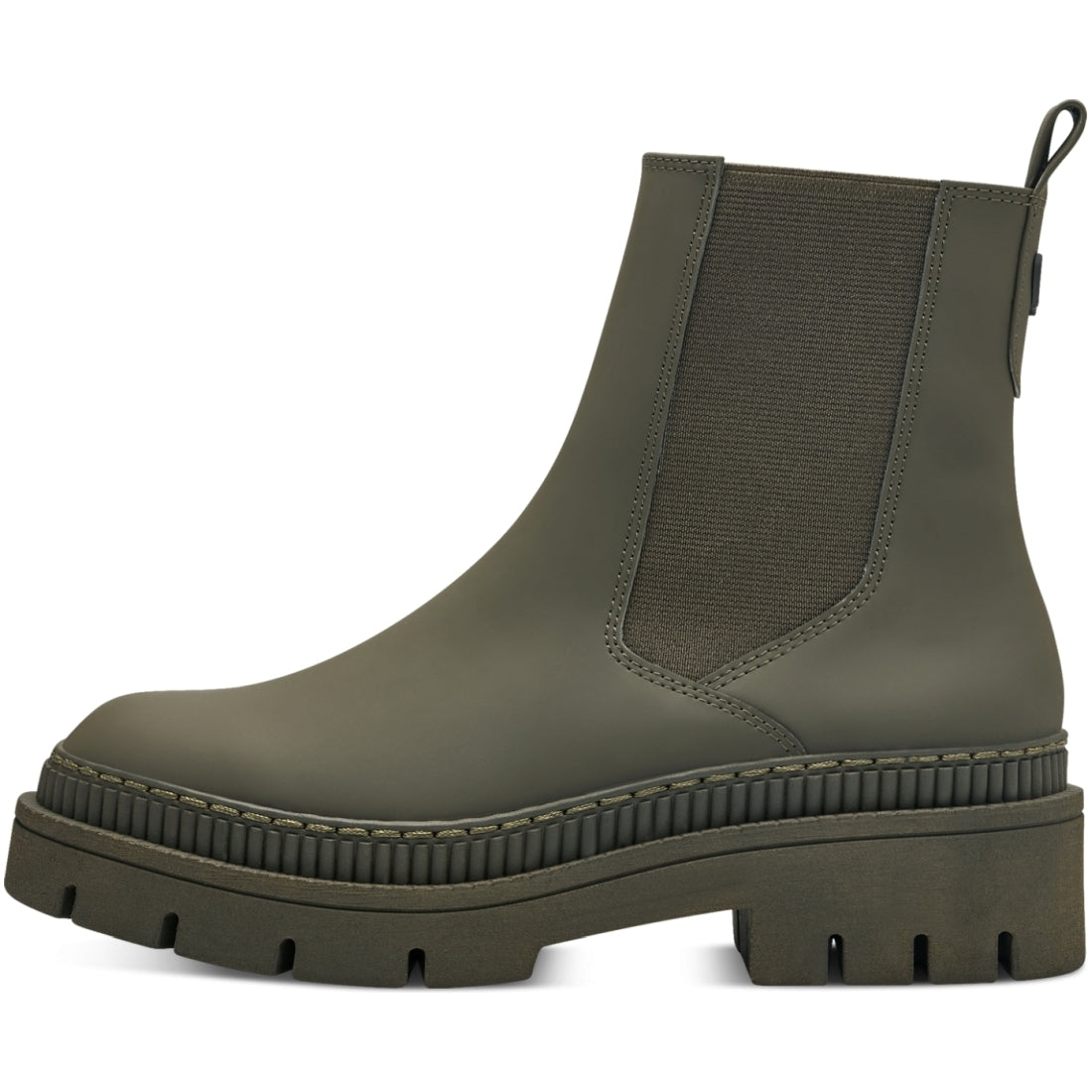 Marco Tozzi womens khaki rubber rostra booties | Vilbury London