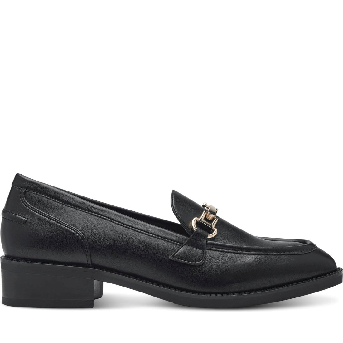 Tamaris womens black elegant closed loafers | Vilbury London