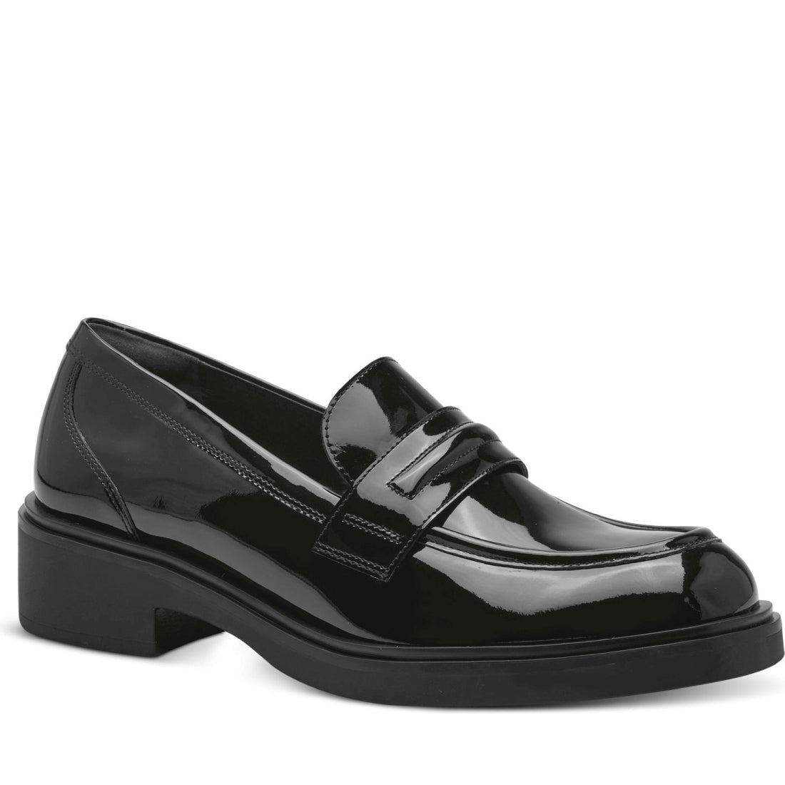 Tamaris womens black elegant closed loafers | Vilbury London