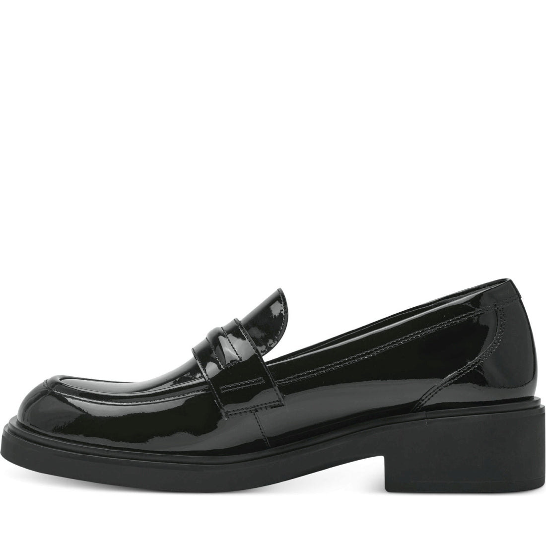 Tamaris womens black elegant closed loafers | Vilbury London