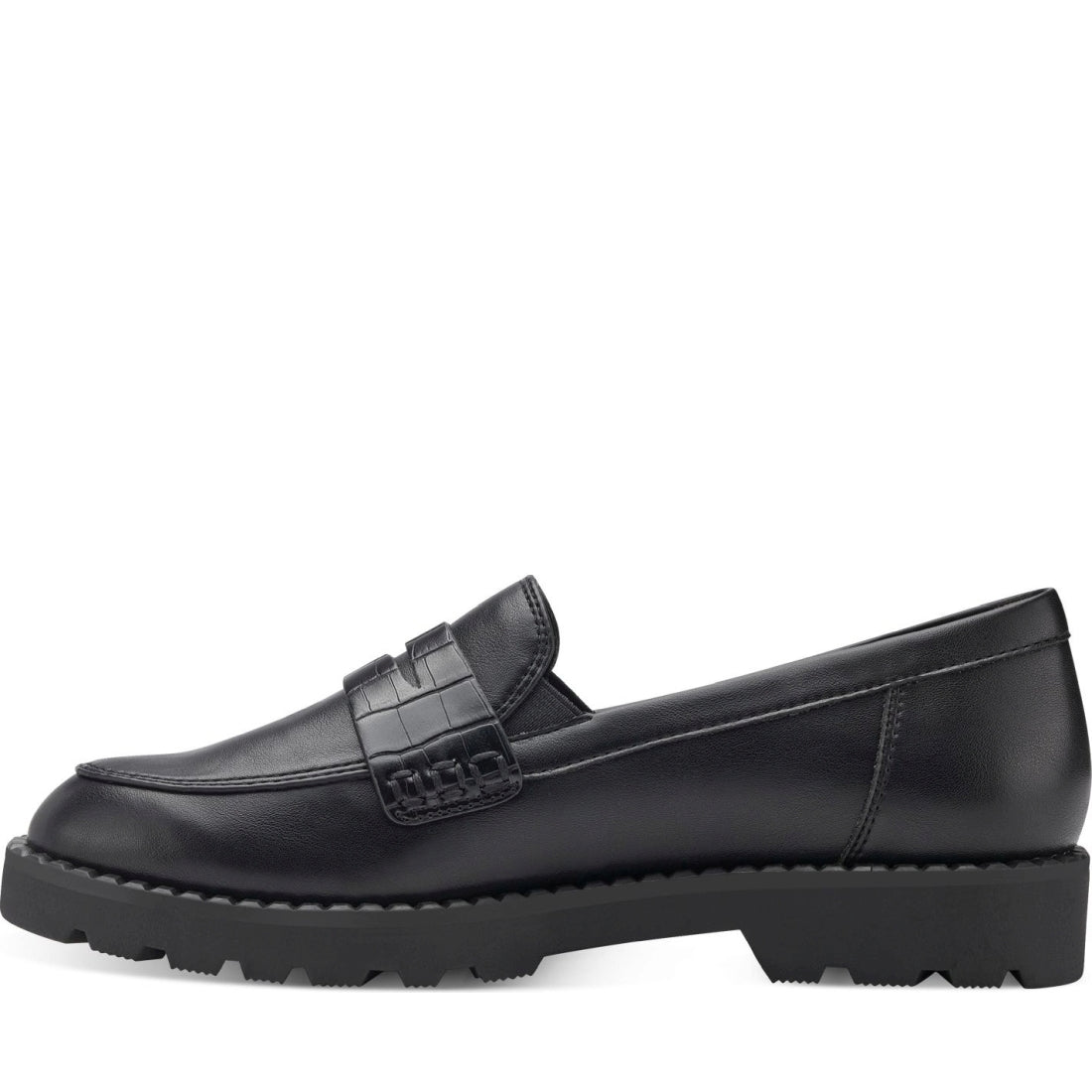 Tamaris womens black casual closed loafers | Vilbury London