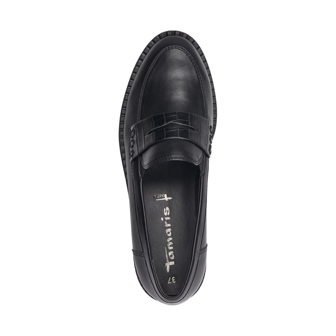 Tamaris womens black casual closed loafers | Vilbury London