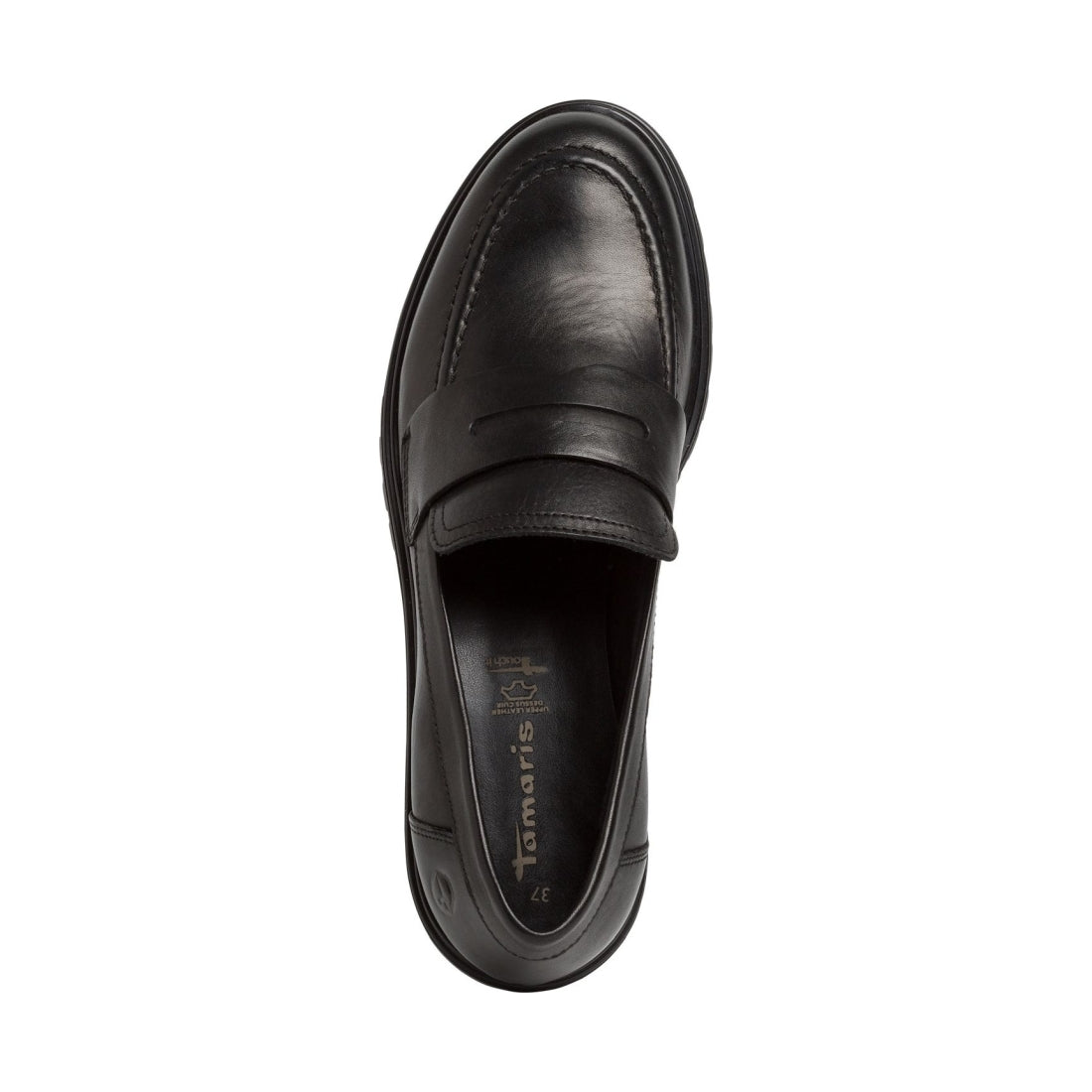 Tamaris womens black casual closed loafers | Vilbury London