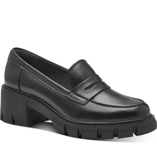 Tamaris womens black casual closed loafers | Vilbury London