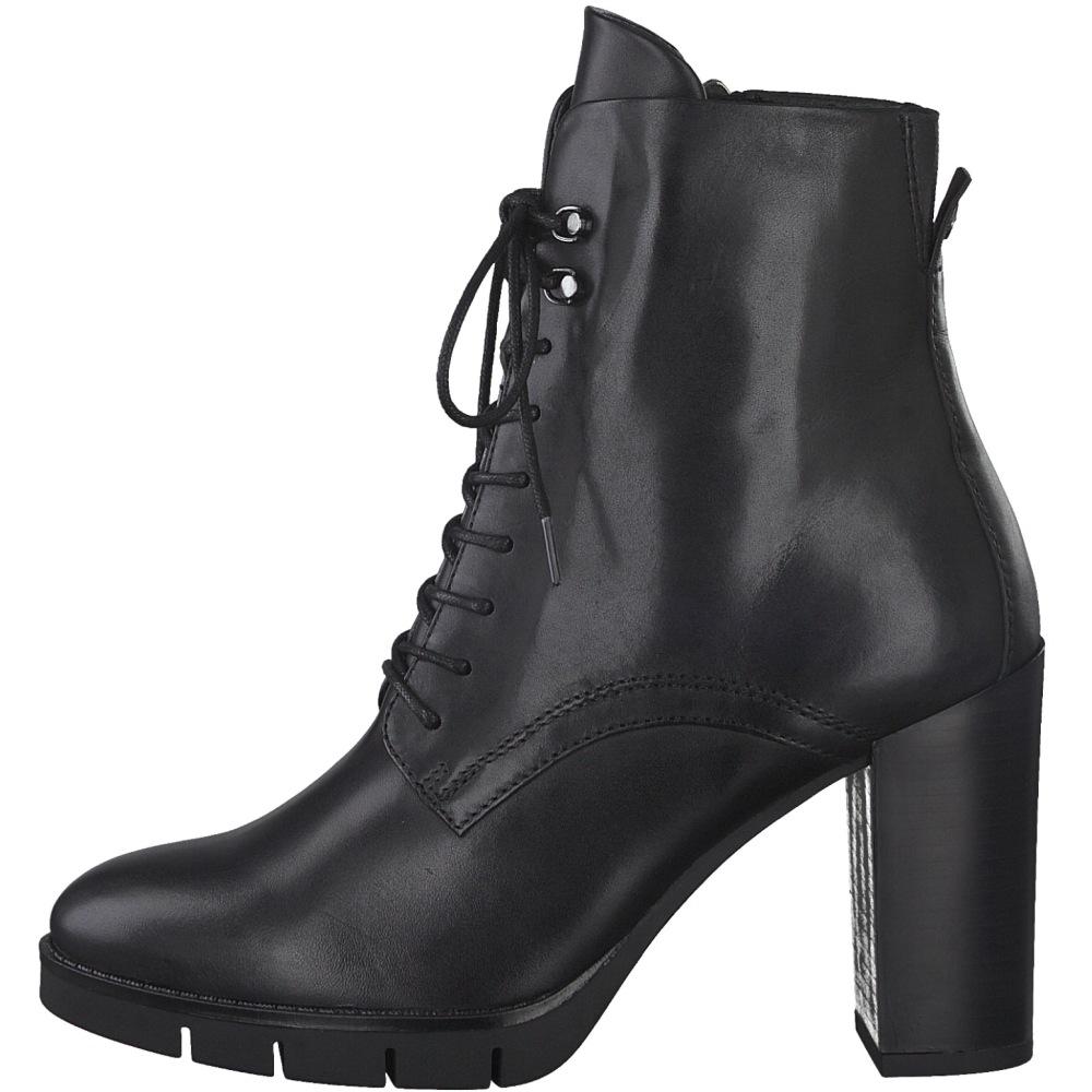 Tamaris Female Black Booties Middle Heels Black Leather 25122 003 | Vilbury London