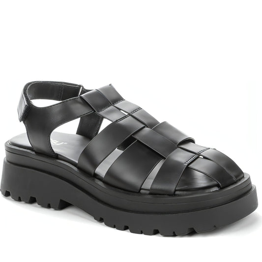 BETSY womens black casual open sandals | Vilbury London