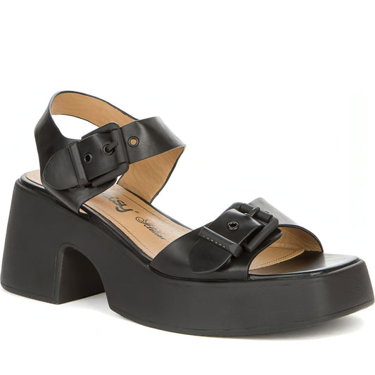 BETSY womens black casual open sandals | Vilbury London