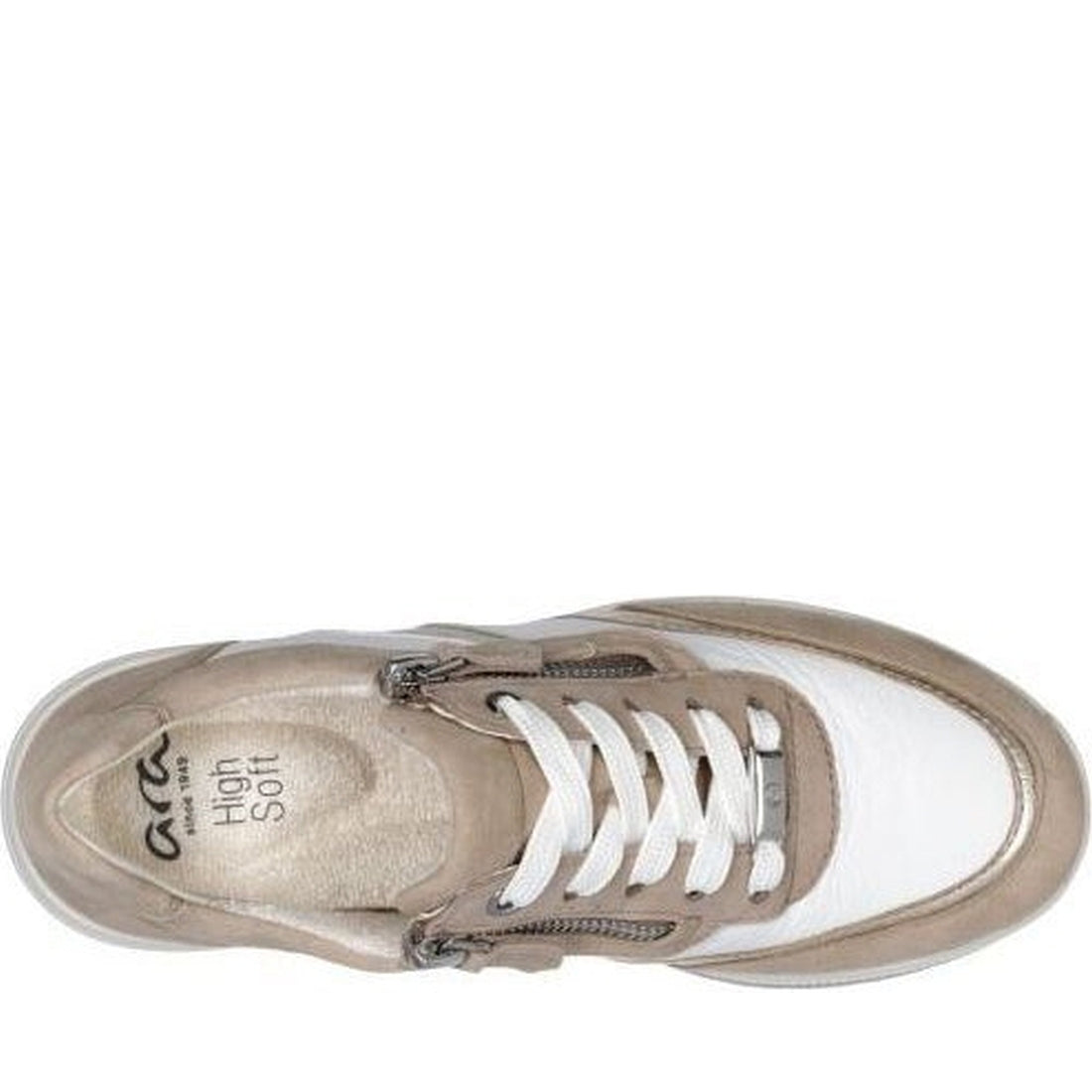 ARA womens sand, platin, weiss neapel sport shoe | Vilbury London