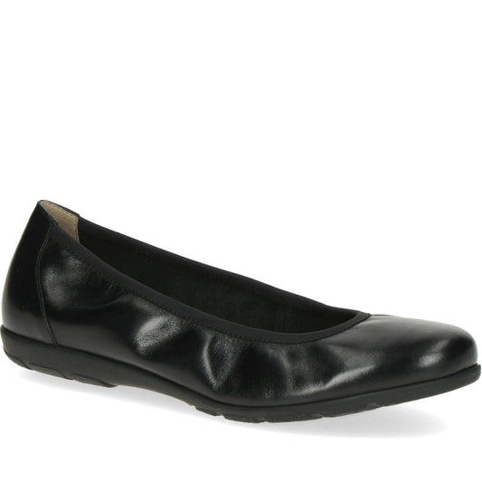 Caprice womens black nappa casual closed ballerinas | Vilbury London