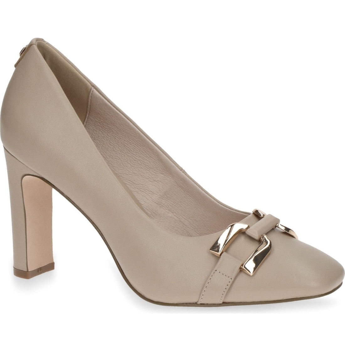 Caprice womens beige nappa elegant closed pumps | Vilbury London