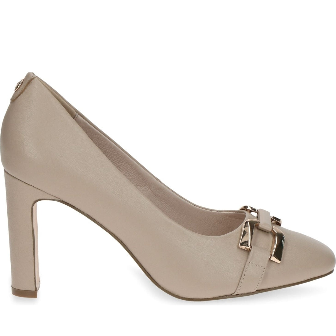 Caprice womens beige nappa elegant closed pumps | Vilbury London