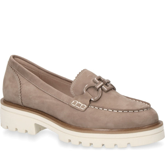 Caprice womens mud nubuc casual closed loafers | Vilbury London