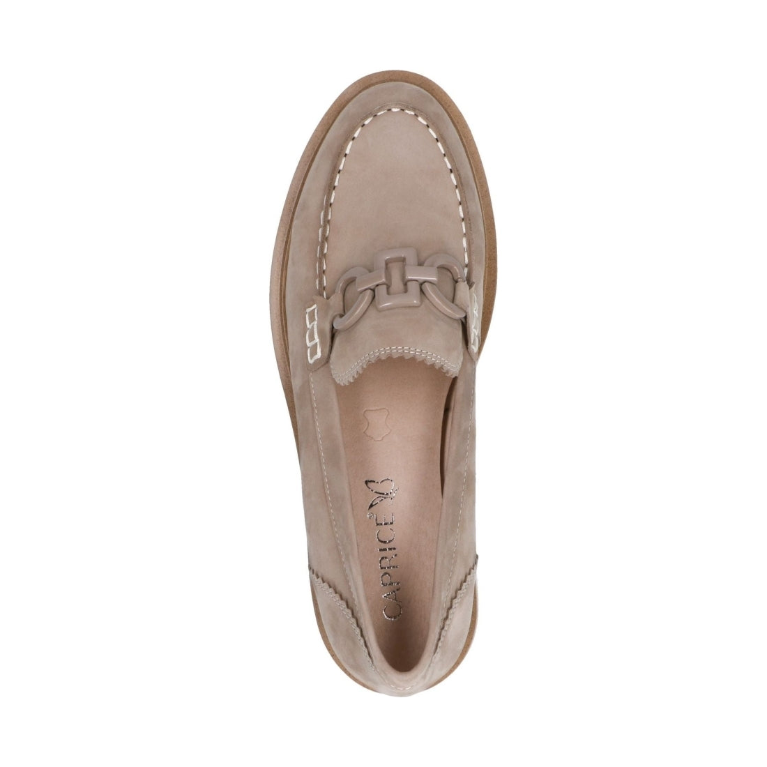 Caprice womens mud nubuc casual closed loafers | Vilbury London