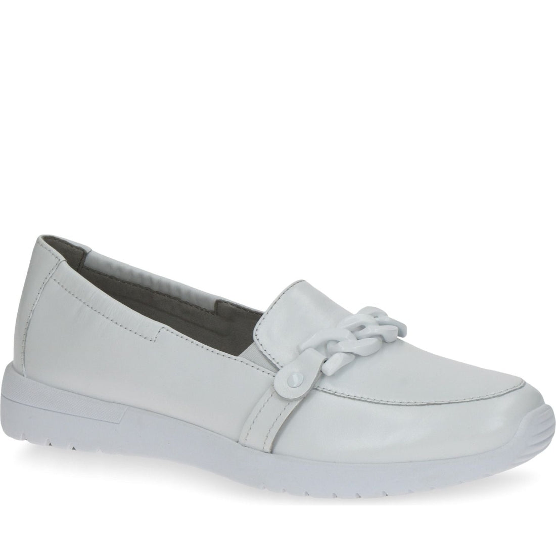 Caprice womens white nappa casual closed loafers | Vilbury London