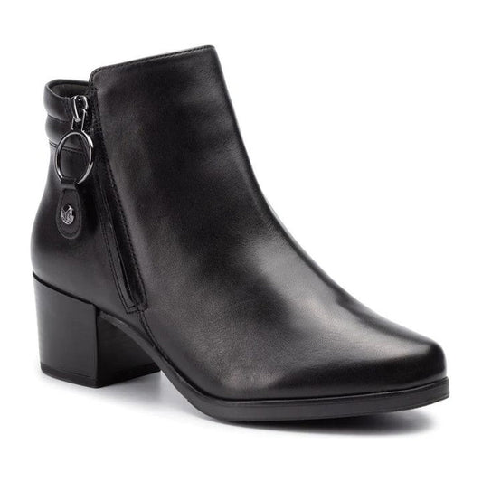 Caprice womens black casual closed booties | Vilbury London