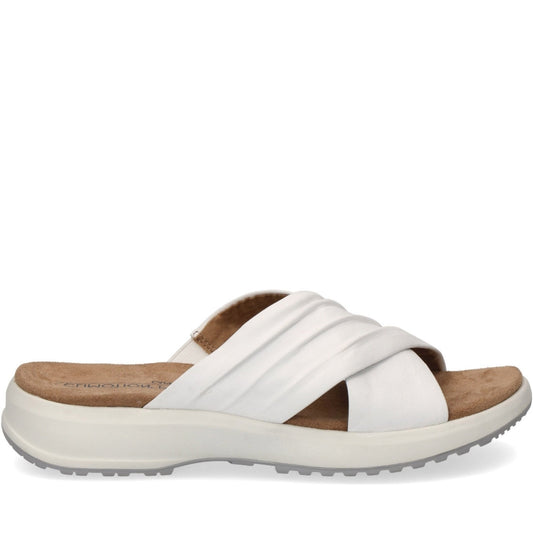 Caprice Womens white casual open slippers | Vilbury London