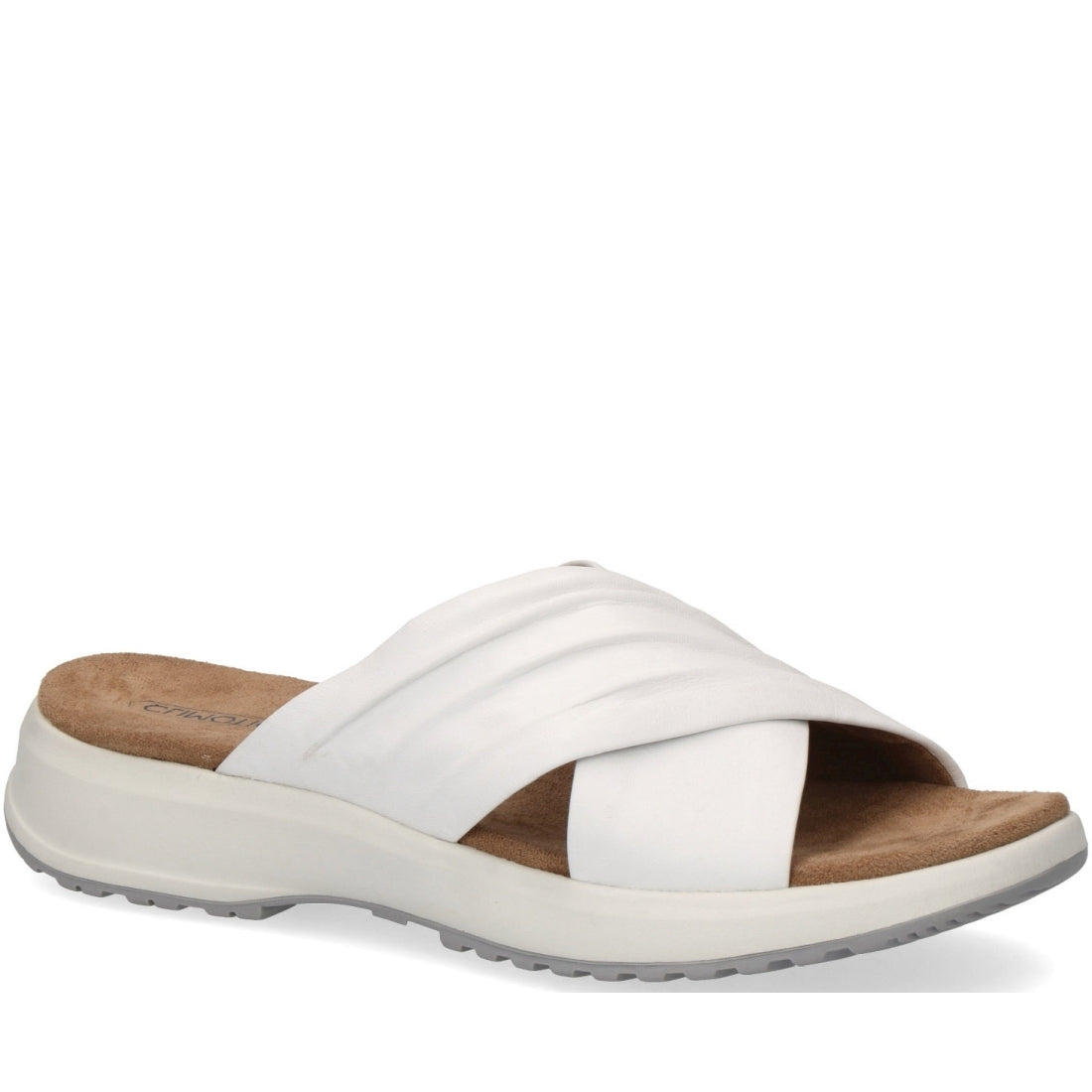 Caprice Womens white casual open slippers | Vilbury London