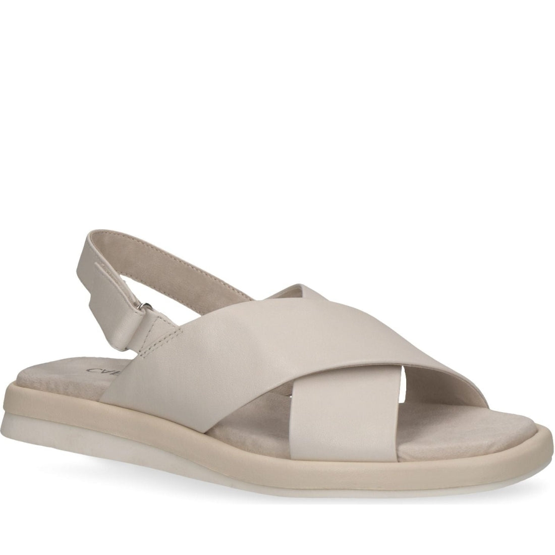 Caprice womens offwhite nappa casual open sandals | Vilbury London