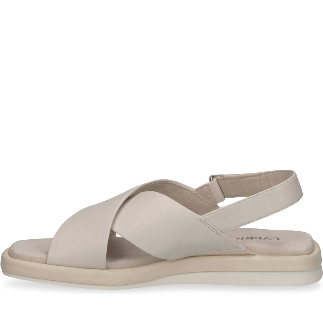 Caprice womens offwhite nappa casual open sandals | Vilbury London