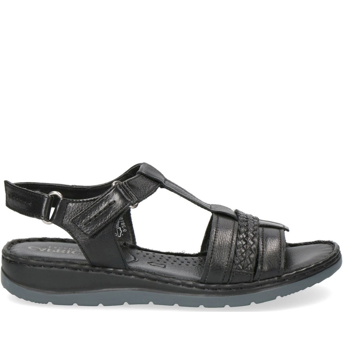 Caprice Womens black casual open sandals | Vilbury London