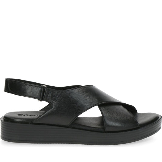 Caprice womens black casual open sandals | Vilbury London